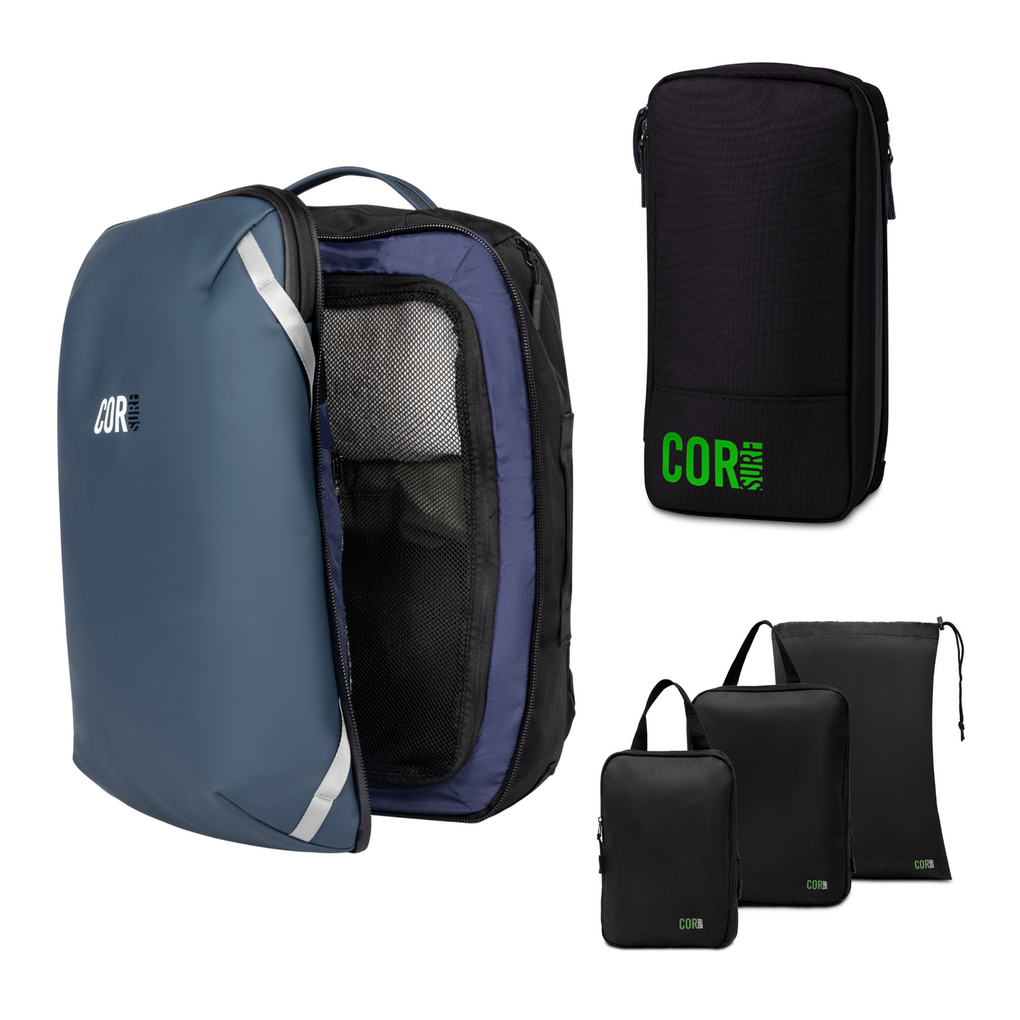 Island Hopper Travel Bundle - Backpack + Toiletry Bag + Compression Packing Cubes with YKK