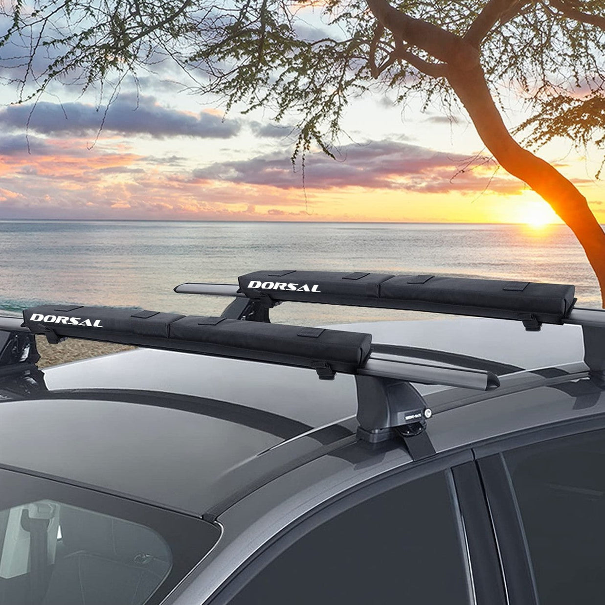 Dorsal Roof Rack Crossbar Folding Pads Lightweight Anti Vibration Pack Of 2 For Kayak Canoe Surfboard Paddle Board Sup Snow Board 2