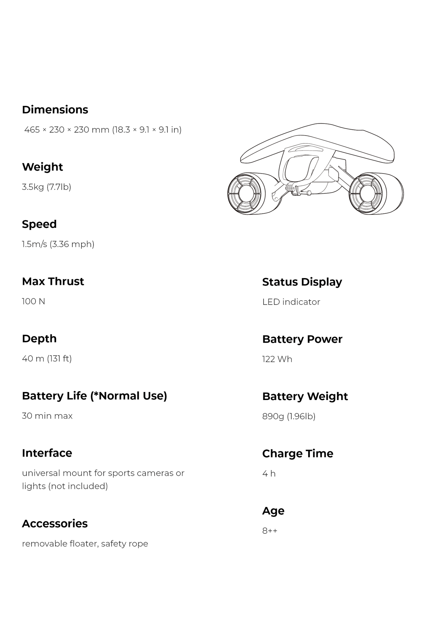 Mix Dual-Motor Underwater Scooter 3.4mph
