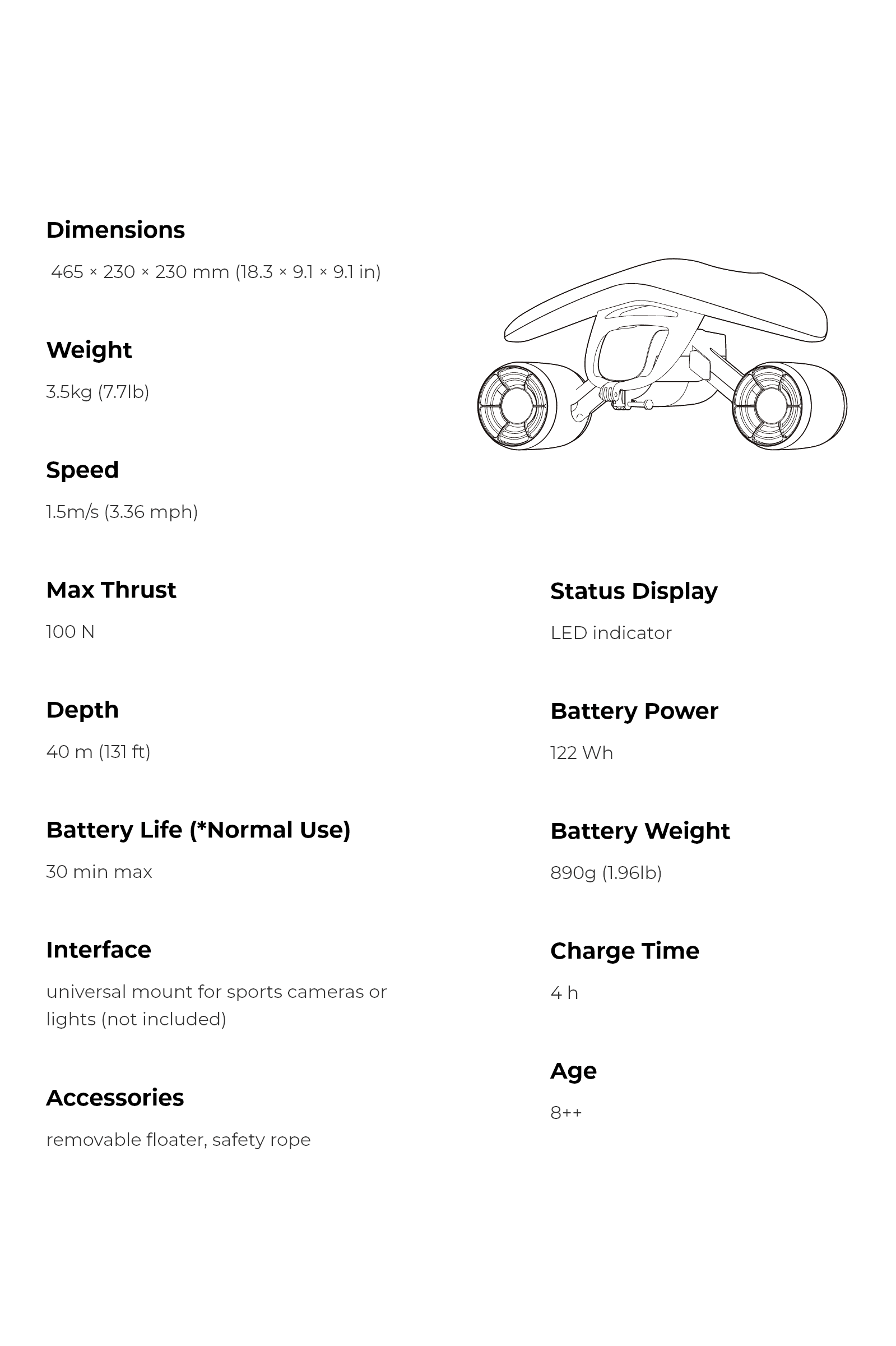 Mix Dual-Motor Underwater Scooter 3.4mph
