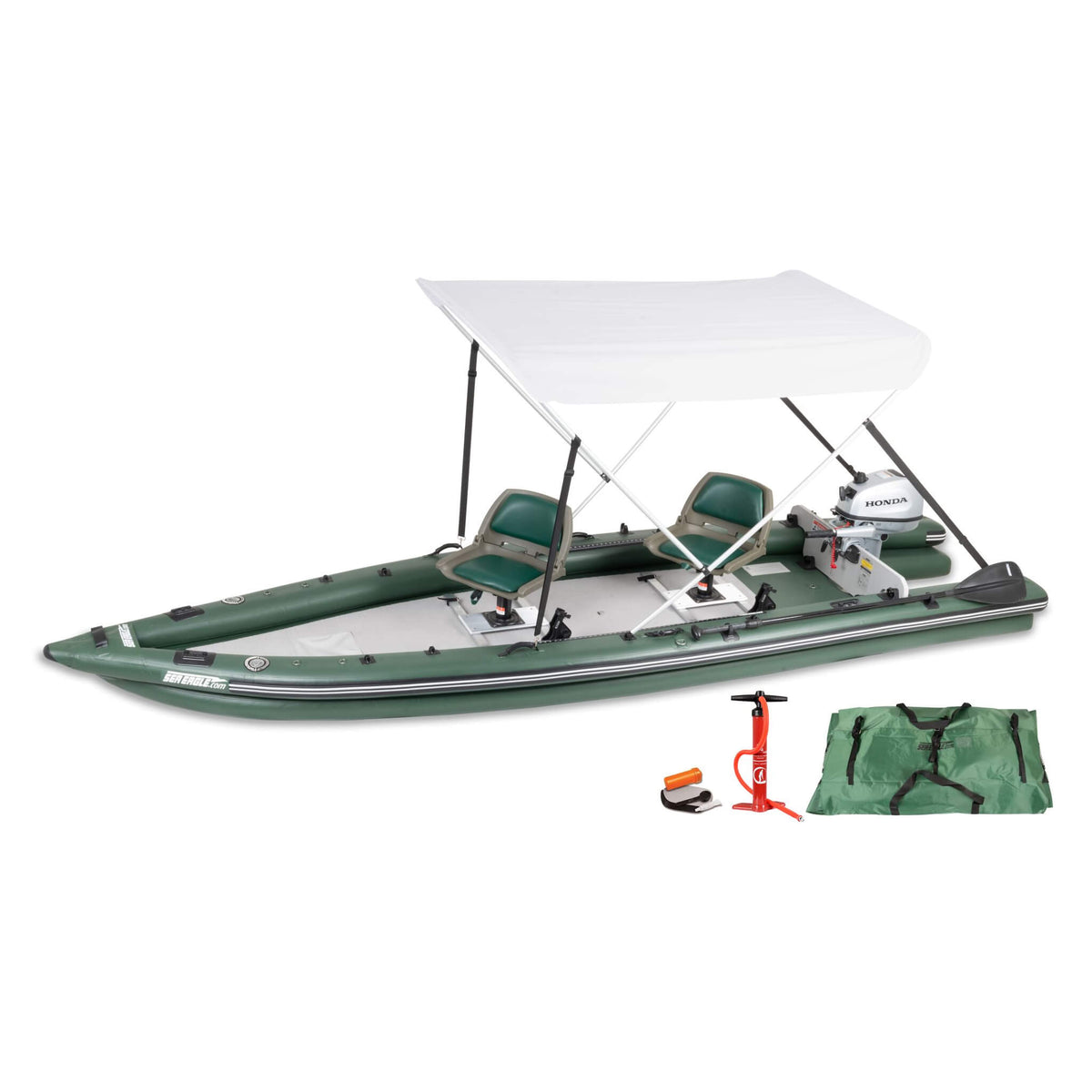 Sea Eagle Boats Fsk16K Fishskiff Inflatable Fishing Boat 16Ft Sak57351 Honda Motor Canopy Package
