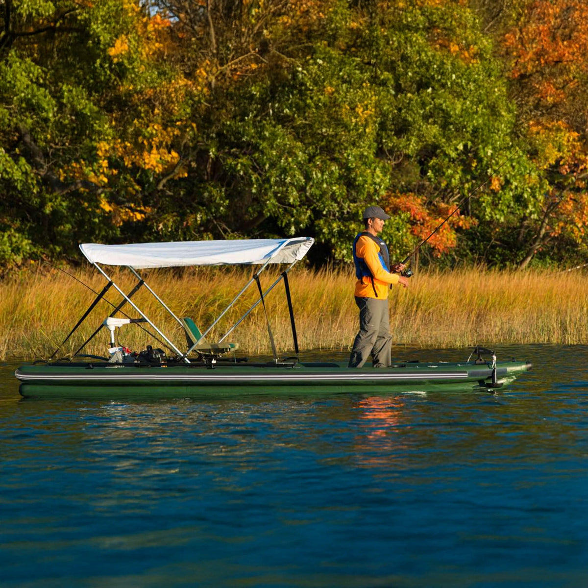 Sea Eagle Boats Fsk16K Fishskiff Inflatable Fishing Boat 16Ft Sak57351 Lifestyle With Man Fishing