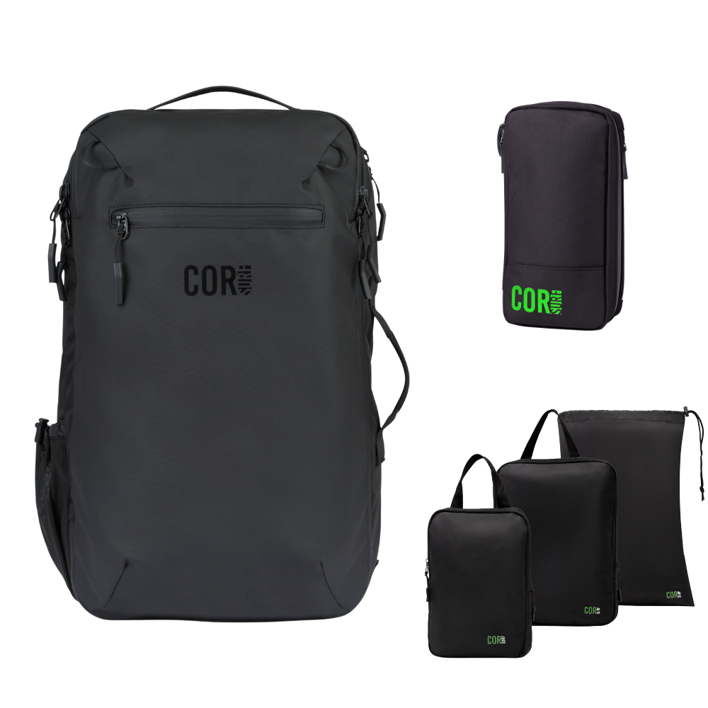 Island Hopper Travel Bundle - Backpack + Toiletry Bag + Compression Packing Cubes with YKK