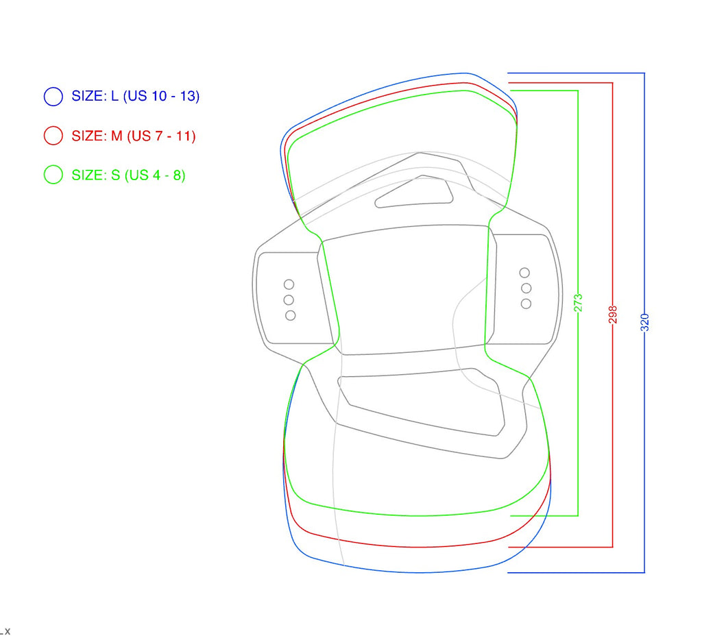 2025 Cabrinha Source Footstrap Sizes Overlayed