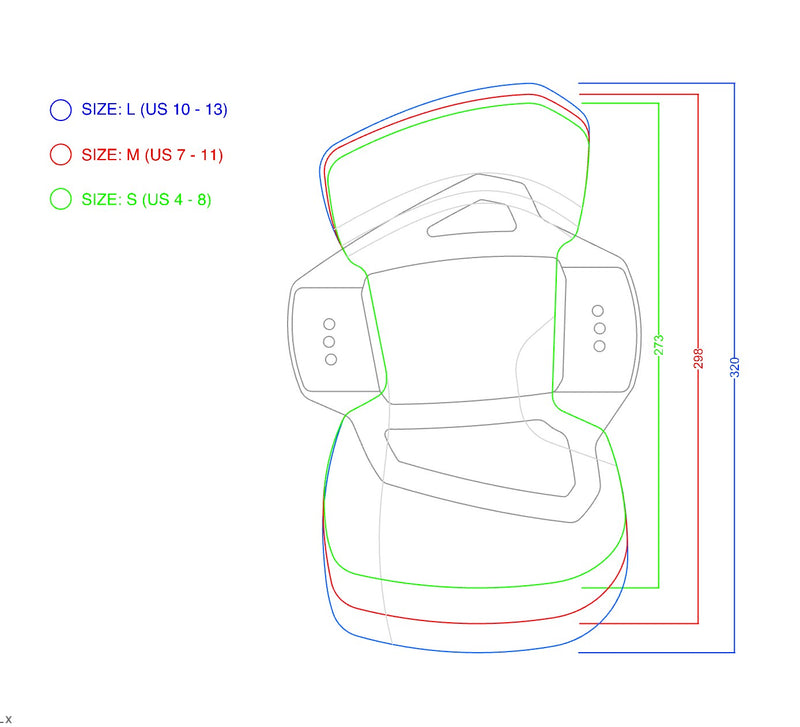 2025 Cabrinha Source Footstrap Sizes Overlayed