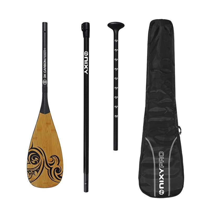 Nixy 3 Piece Adjustable 100 Carbon Fiber Sup Pro Paddle With Bamboo 4