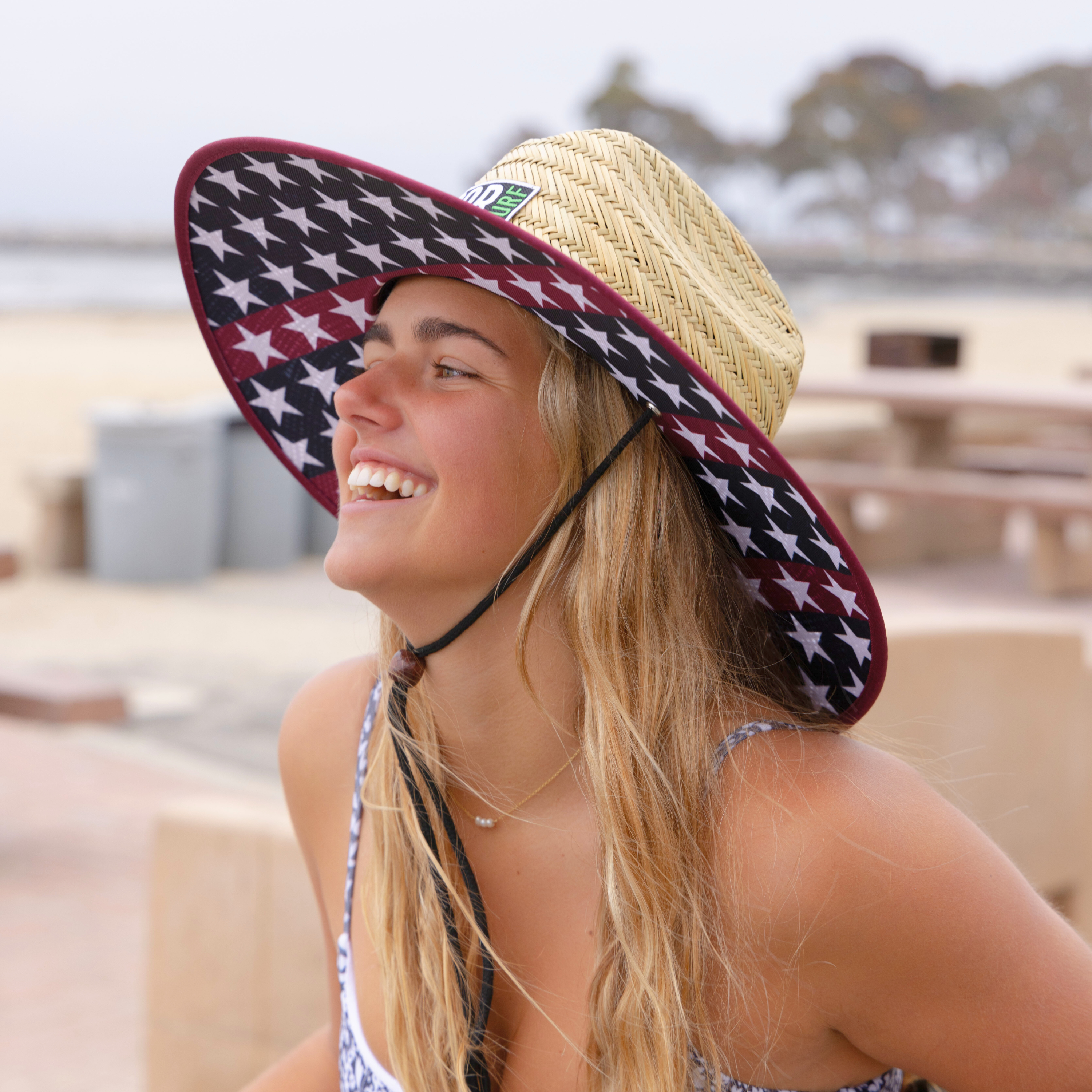 American Flag Straw Hat Sun Beach