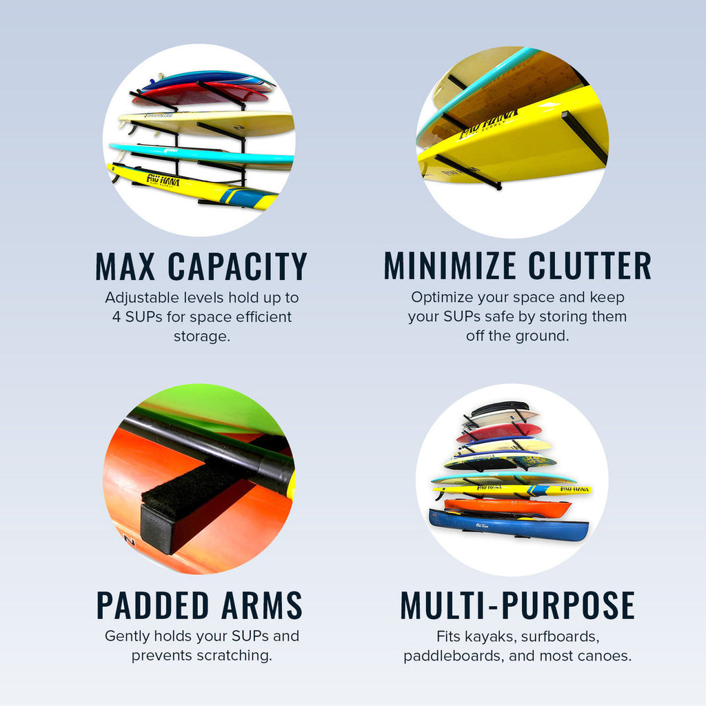 Kona Sup Surfboard Storage Indoor Adjustable Rack 4 Level 4