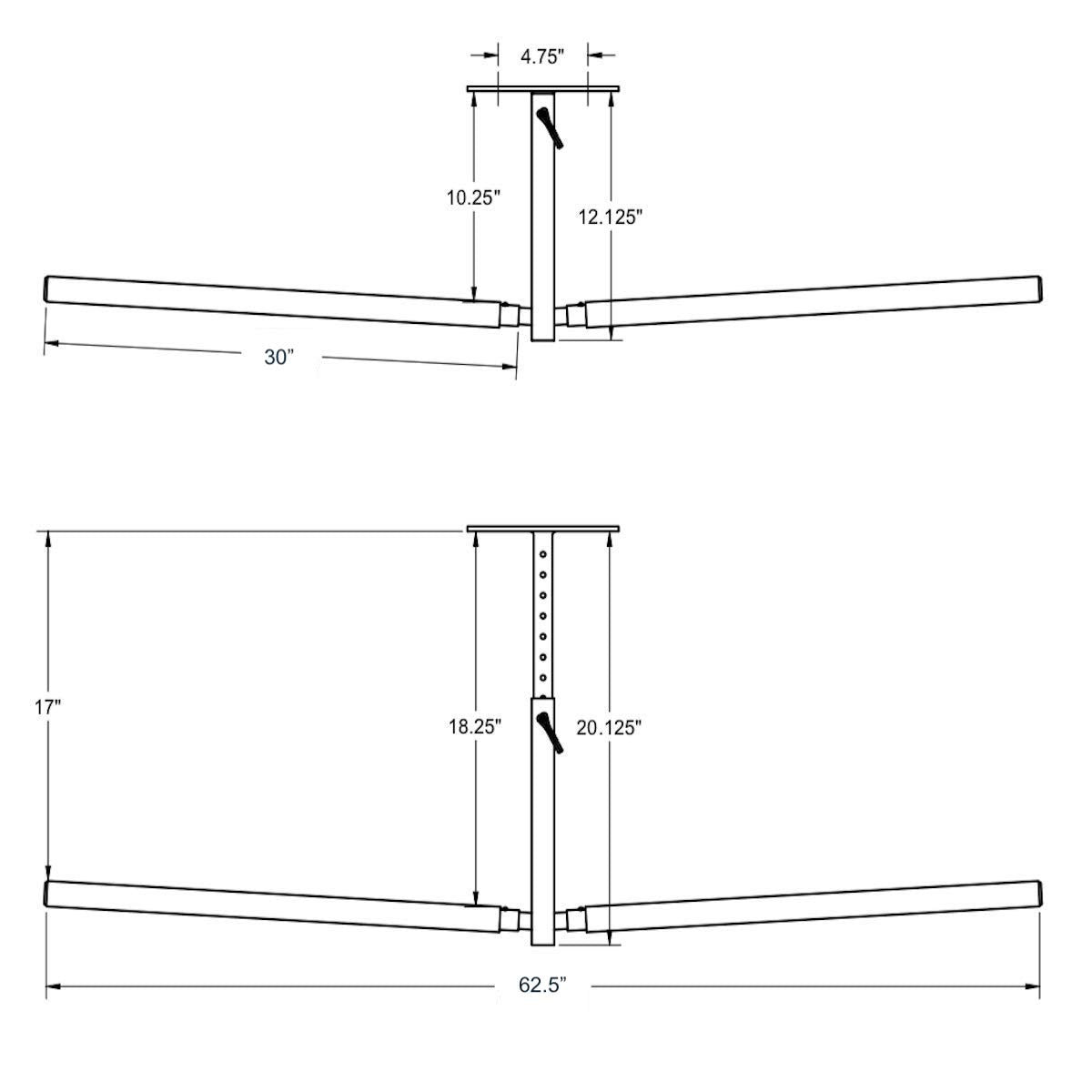 Hi Port 2 Adjustable Ceiling Storage Rack Double Holds 150 Lbs 6