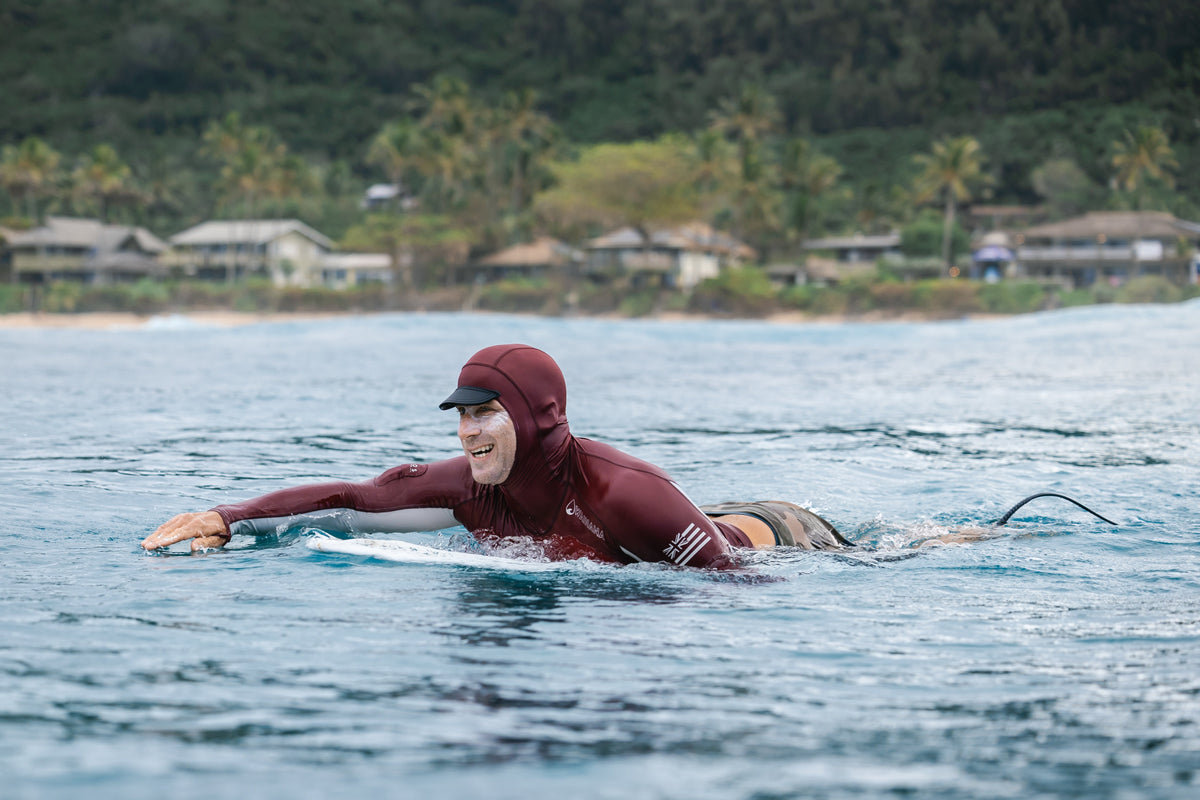 Maroon Carvico Hooded Surf Rash Guard 17