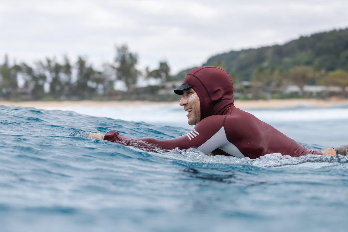 Maroon Carvico Hooded Surf Rash Guard 18