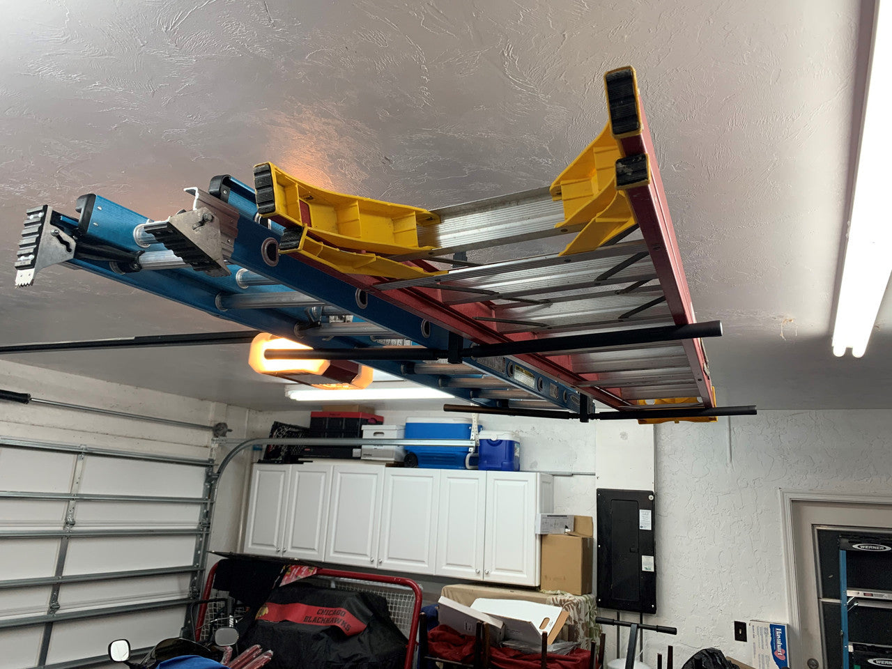 Hi Port 2 Adjustable Ceiling Storage Rack Double Holds 150 Lbs 7