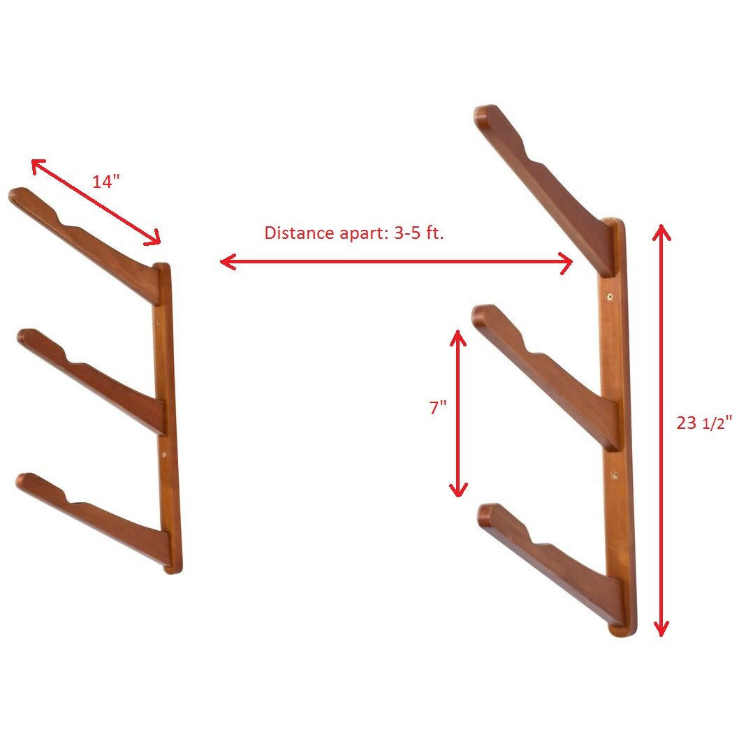 Triple Surfboard Wall Rack Bamboo Rack Perfect For Surf Wakeboards Snowboards Skateboards 3