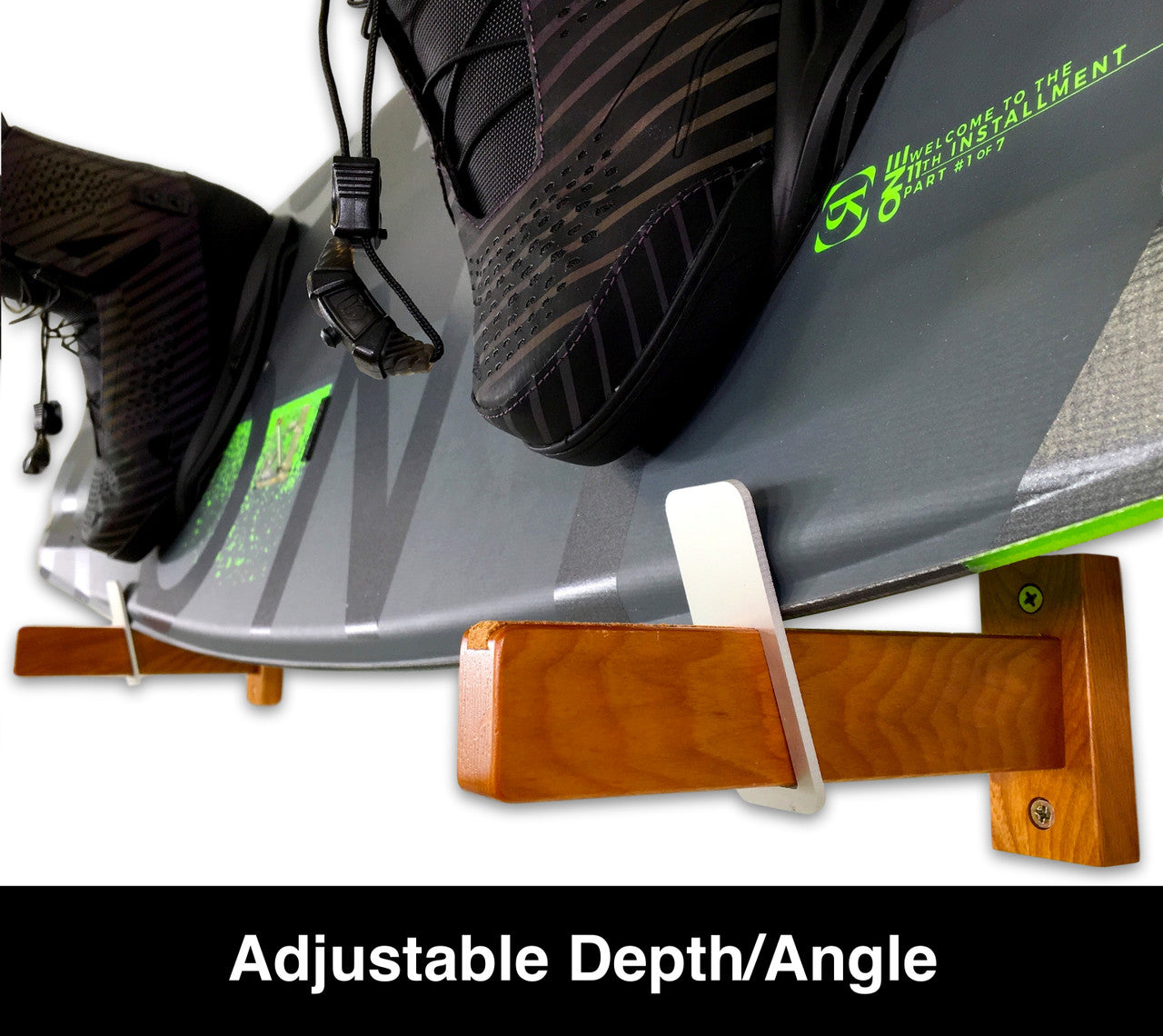 Solid Oak Wakeboard Display Minimalist Wood Rack Holds 20 Lbs 4