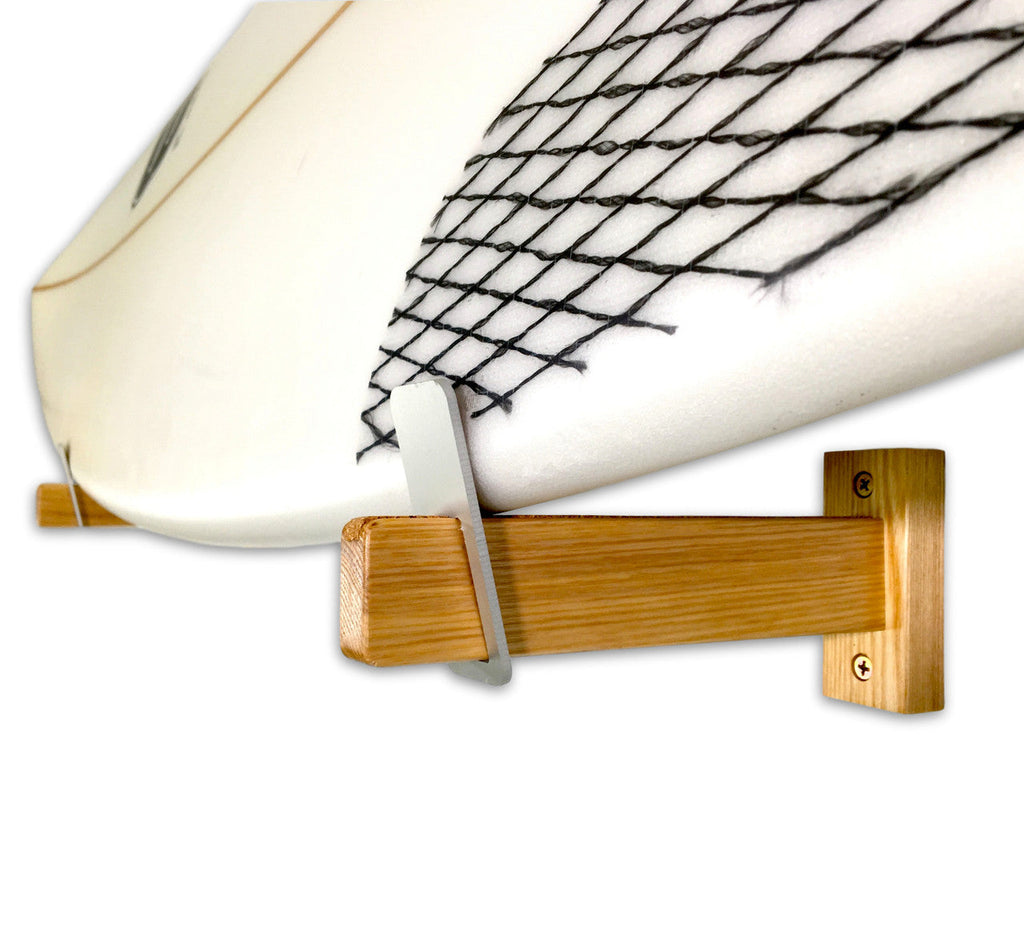 Solid Oak Surfboard Display Minimalist Wood Rack Holds 20 Lbs 2