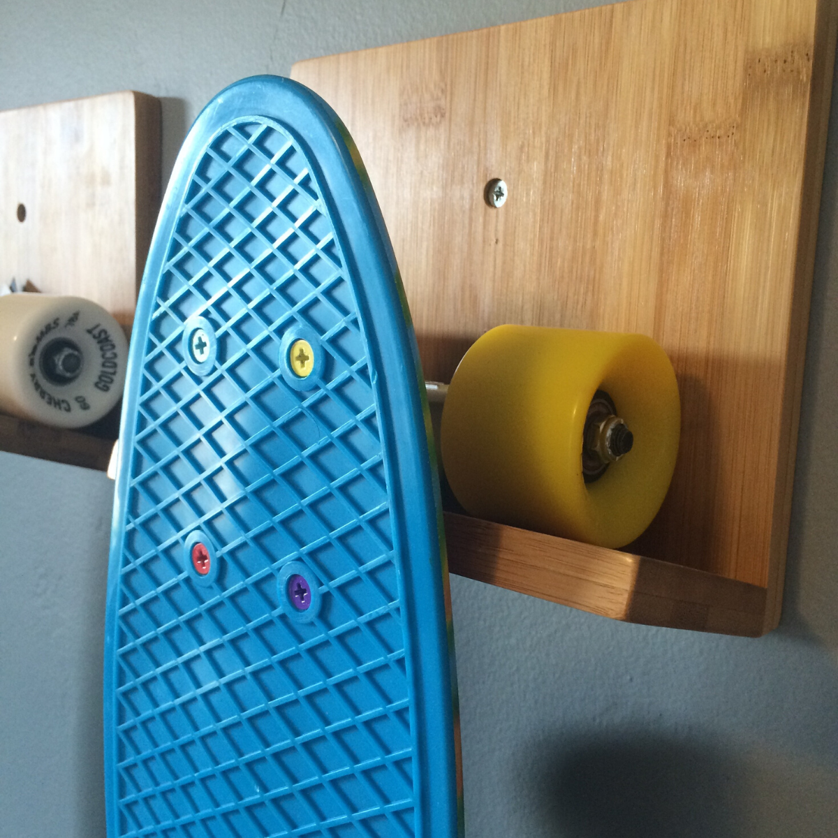 Bamboo Skateboard Wall Rack 2