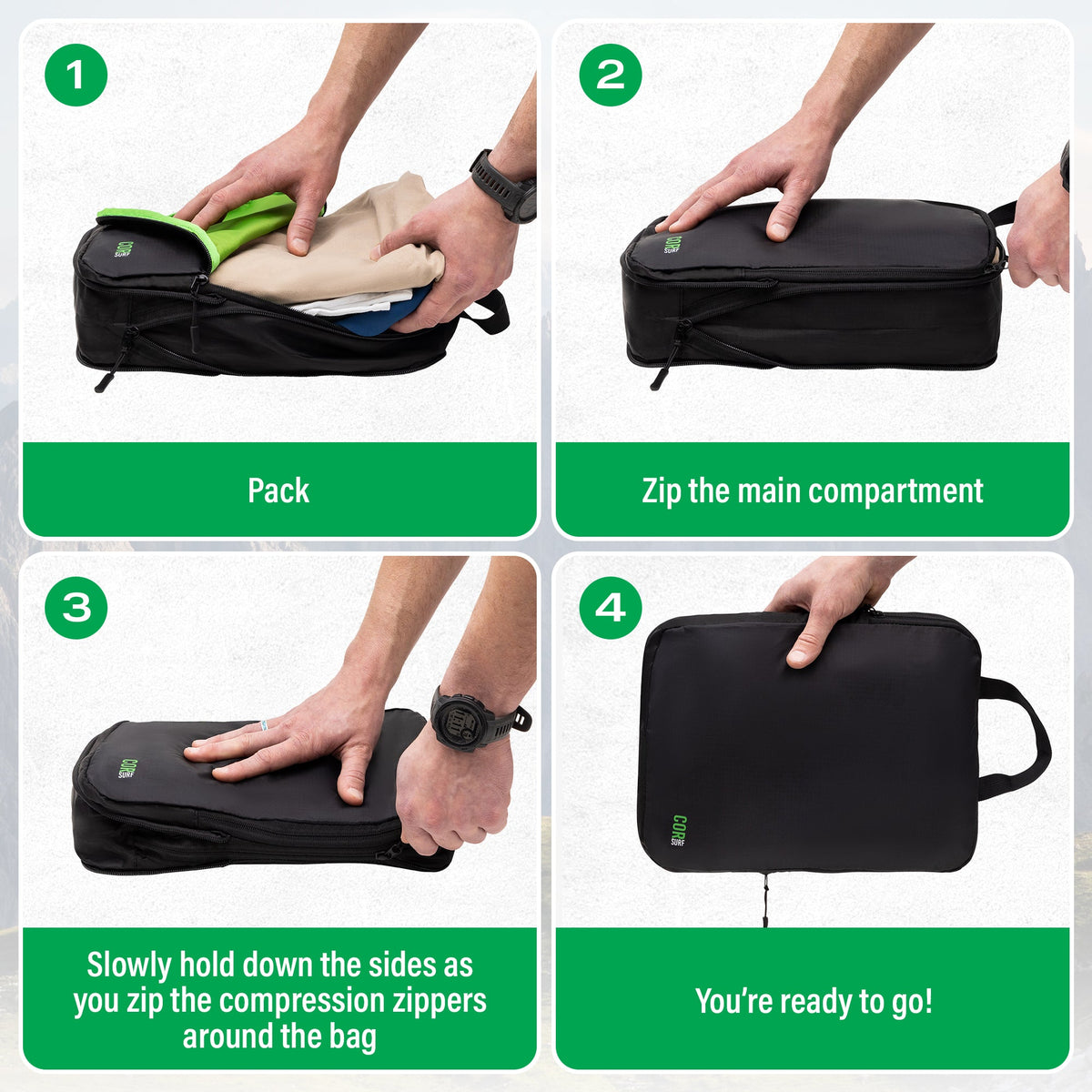 Island Hopper Travel Bundle Backpack Toiletry Bag Compression Packing Cubes With Ykk 4