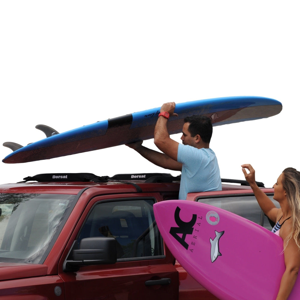 DORSAL Universal Surfboard Car Roof Wrap Soft Rack Padded System (Holds Up to 3 Boards) Fits Any Car, Neoprene Buckle Covers Prevent Damage - Pack of 2