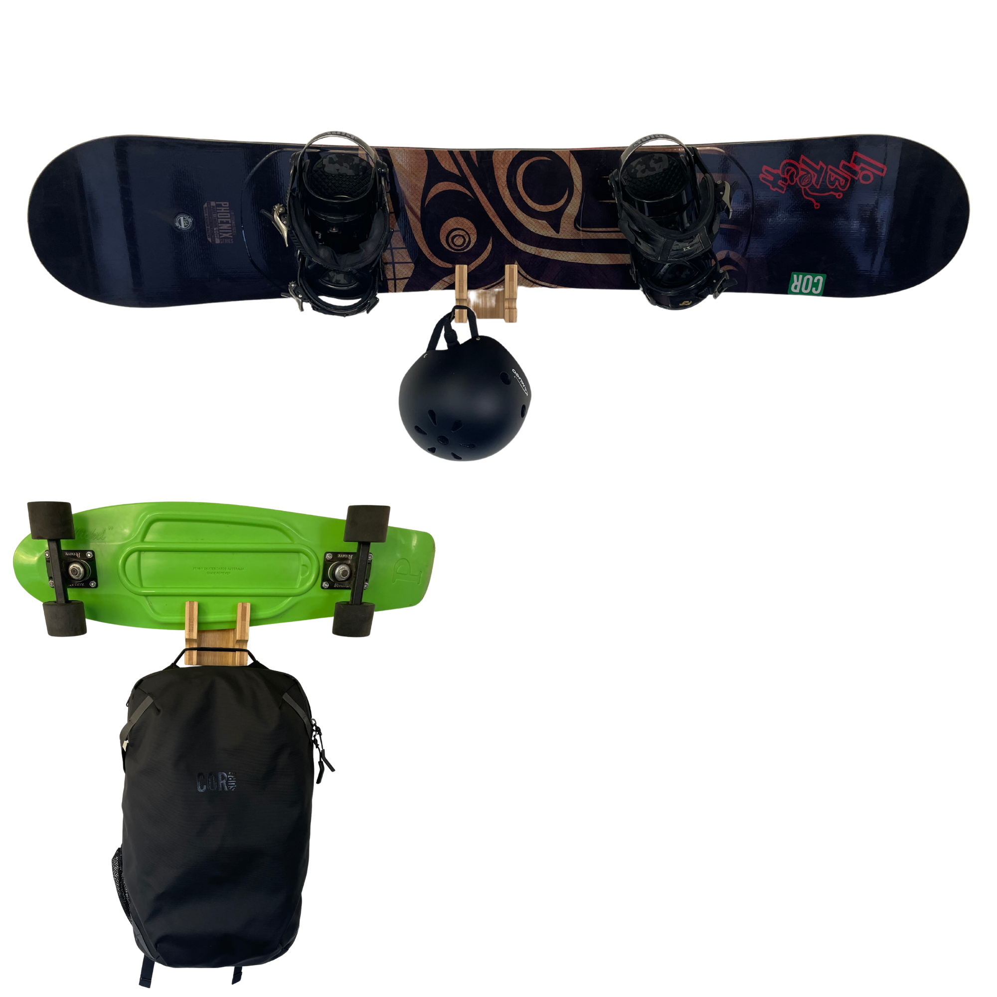 Skateboard Snowboard Wall Mount Bamboo