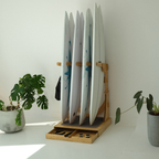 The Spirit Rack - Freestanding 3 or 4 Surfboard Wooden Rack with Drawer
