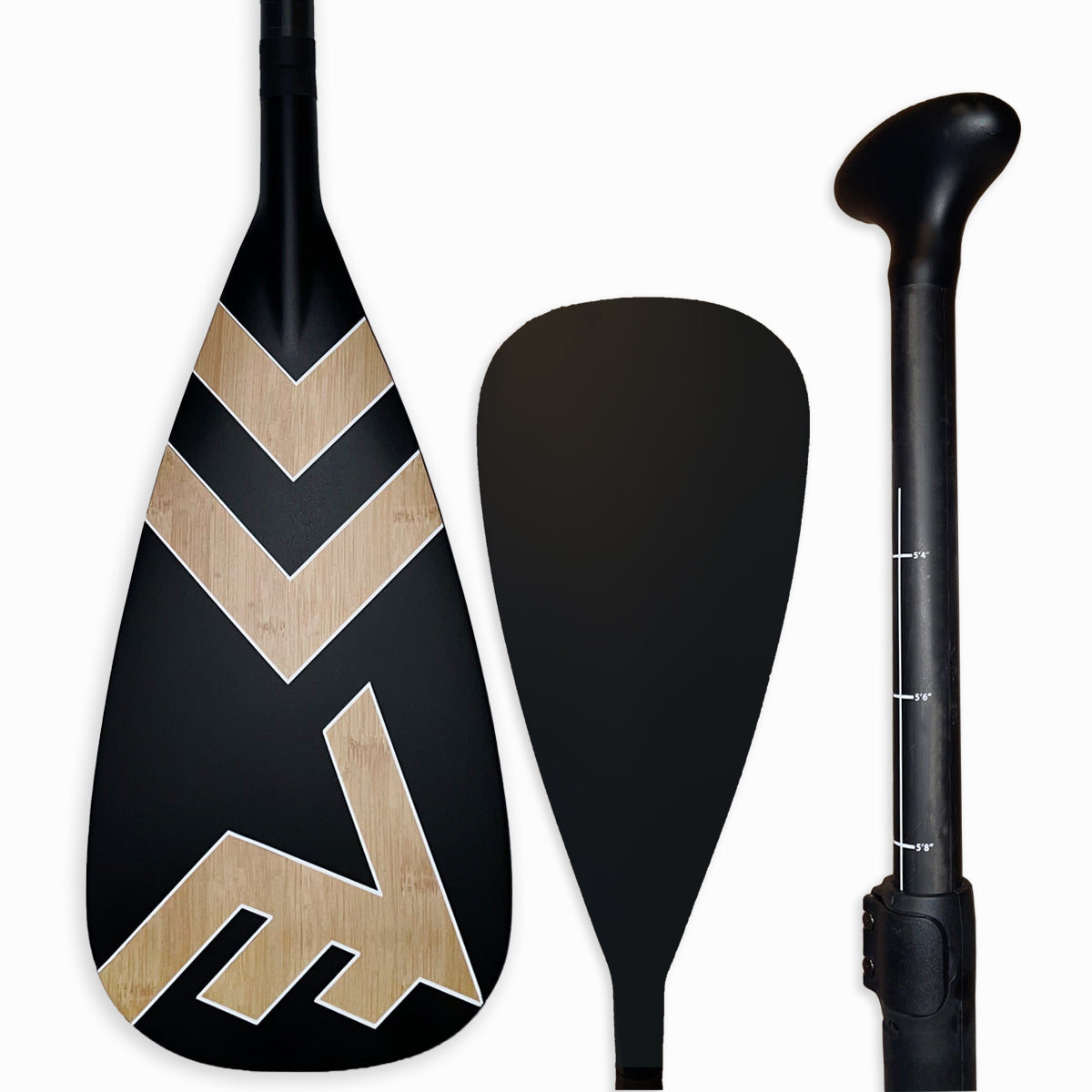 Carbon Fiberglass Adjustable Paddle With Abs Edge Bamboo Black 3