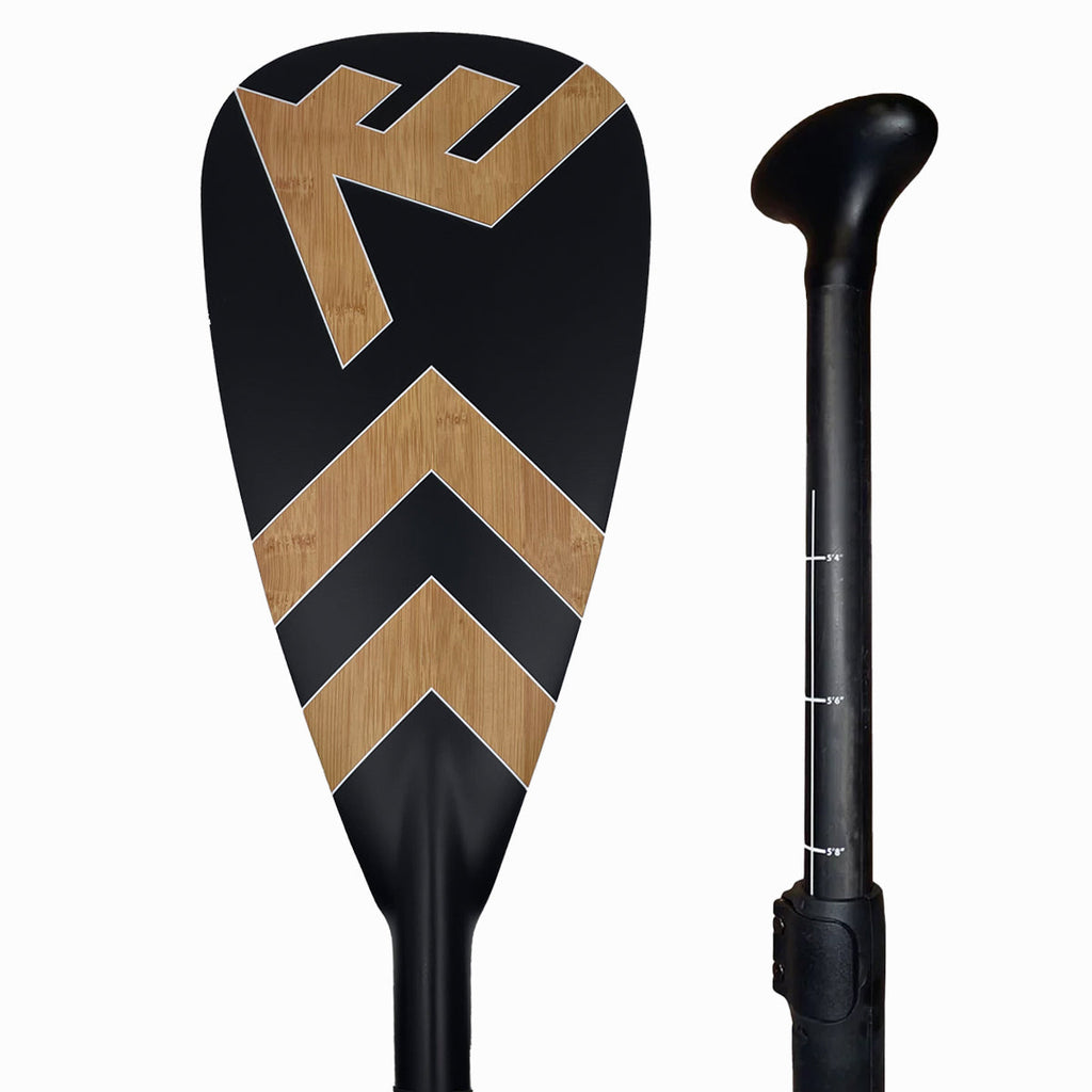 Carbon-Fiberglass Adjustable Paddle with ABS Edge  - Bamboo/Black