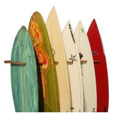 Triple Surfboard Wall Rack | Bamboo Rack Perfect for Surf, Wakeboards, Snowboards, Skateboards