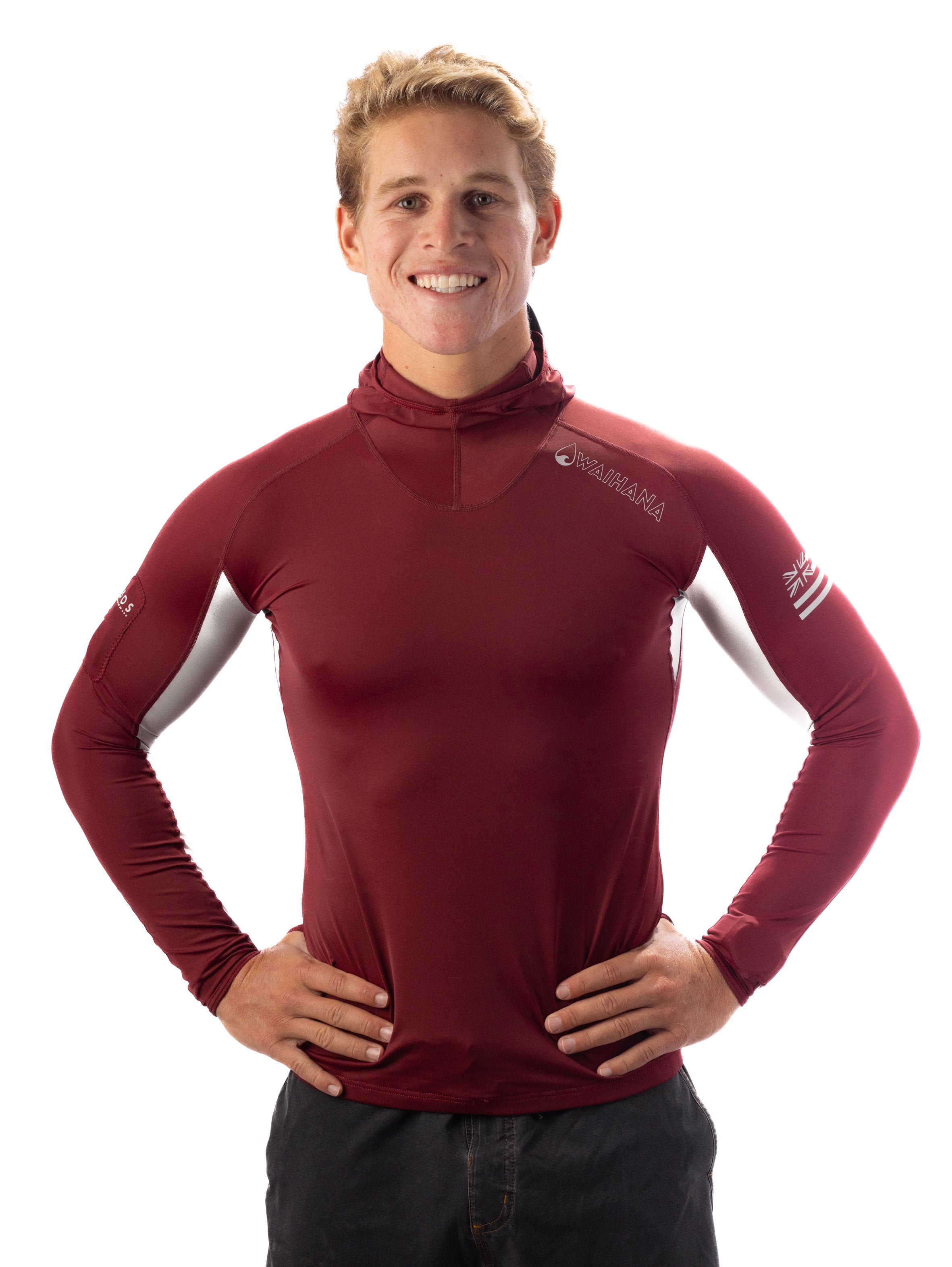 Waihana Marooncarvicohoodedsurfrashguard