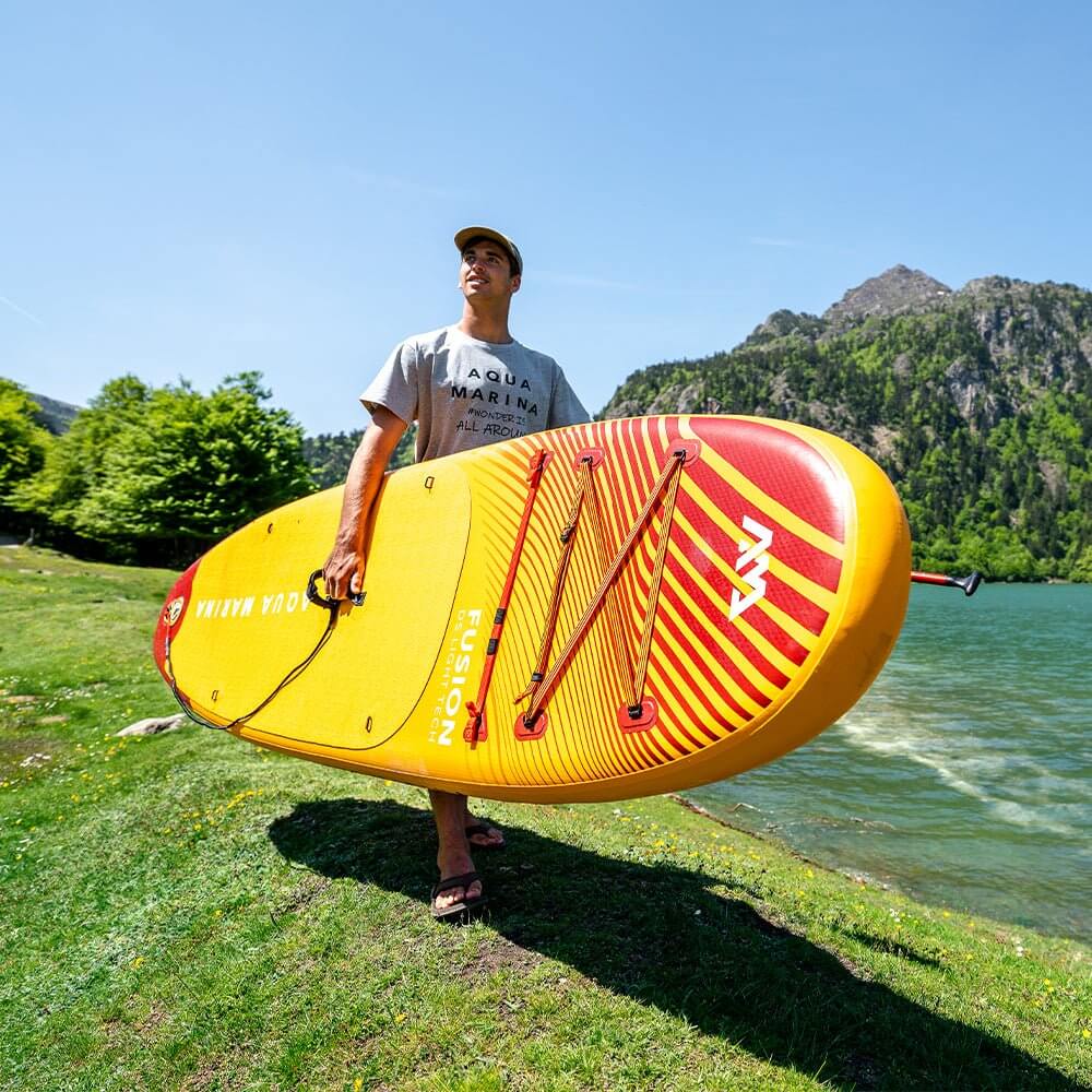 Aqua Marina Fusion Bt 23Fup Premium All Around Sup With Durable Pvc Rail Layers And New Grooved Eva Footpad 10Ft Sak37195 Carried Paddle Baord