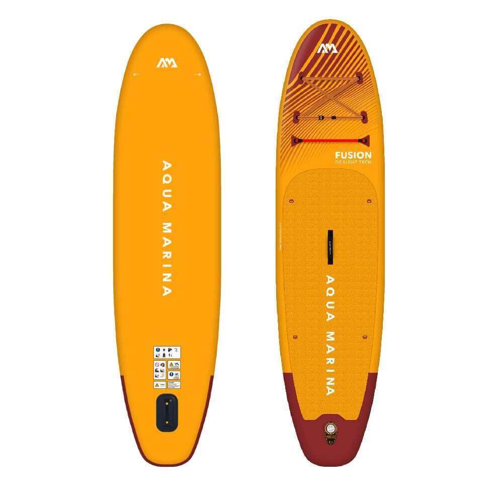 Aqua Marina Fusion Bt 23Fup Premium All Around Sup With Durable Pvc Rail Layers And New Grooved Eva Footpad 10Ft Sak37195 Front And Back View