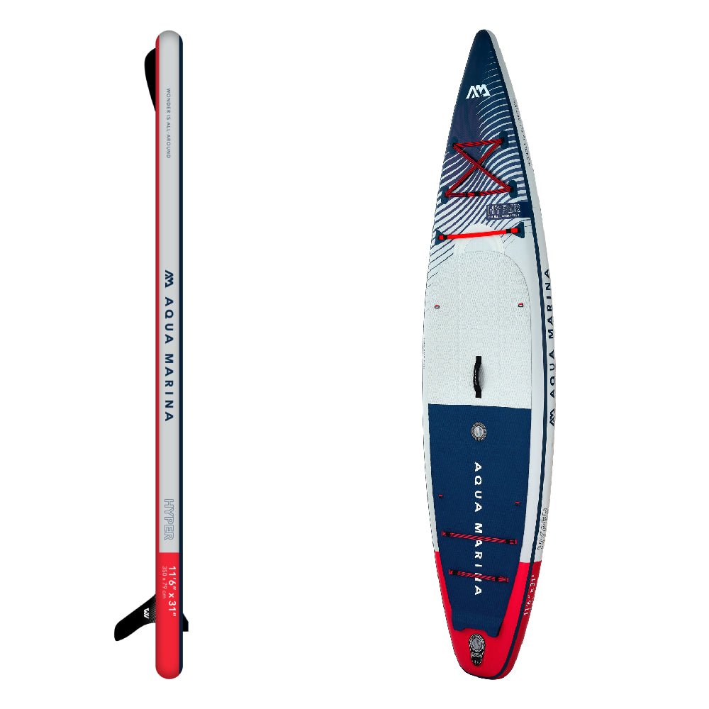 Aqua Marina Hyper Bt 23Hy02 Navy Touring Sup With Hydrodynamic Rail Edges And Adjustable Bungee 12Ft Sak23285 793458