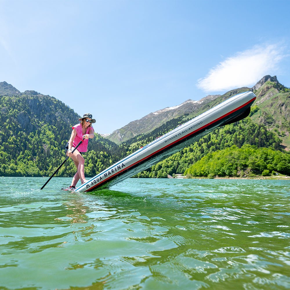 Aqua Marina Hyper Bt 23Hy02 Navy Touring Sup With Hydrodynamic Rail Edges And Adjustable Bungee 12Ft Sak23285 801601