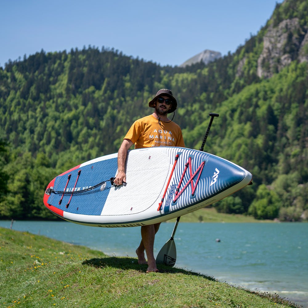 Aqua Marina Hyper Bt 23Hy02 Navy Touring Sup With Hydrodynamic Rail Edges And Adjustable Bungee 12Ft Sak23285 844698