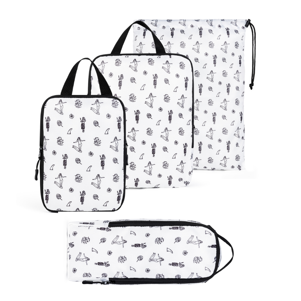 Compression Packing Cube White Hawaiian 4 Pack