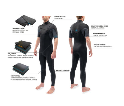 Dakine 2021 Mens Quantum Chest Zip Short Sleeve Full 3/2Mm