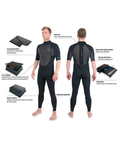 Dakine 2022 Mens Quantum Back Zip Short Sleeve Full 2/2Mm Flatlock