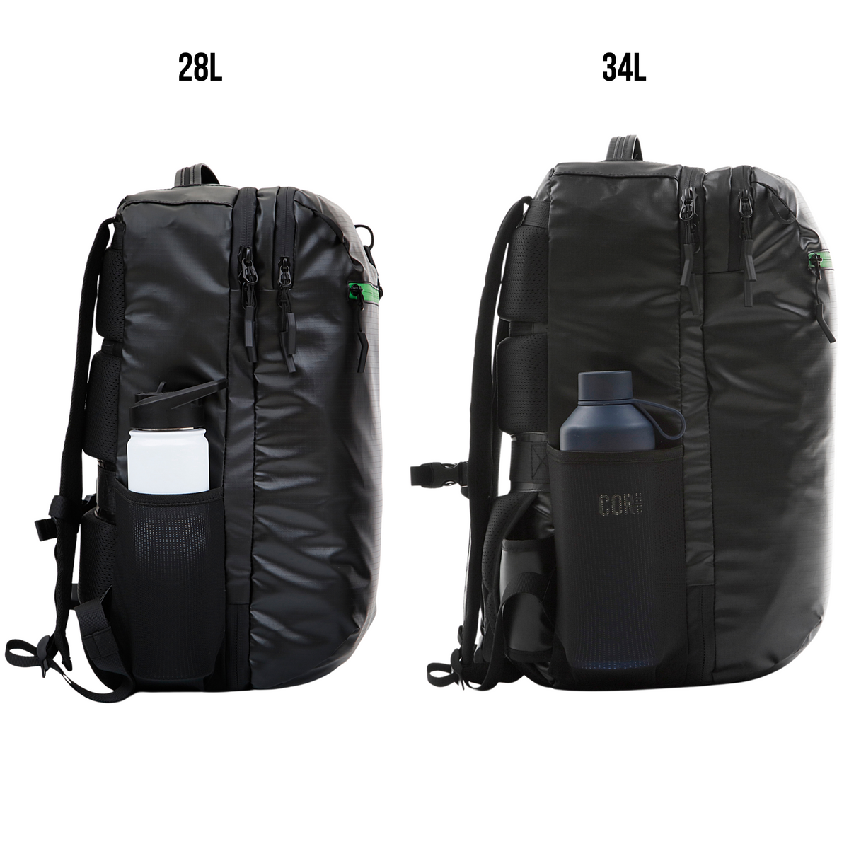 Island Hopper Carry On Travel Backpack 28L 34L Side Waterbottle