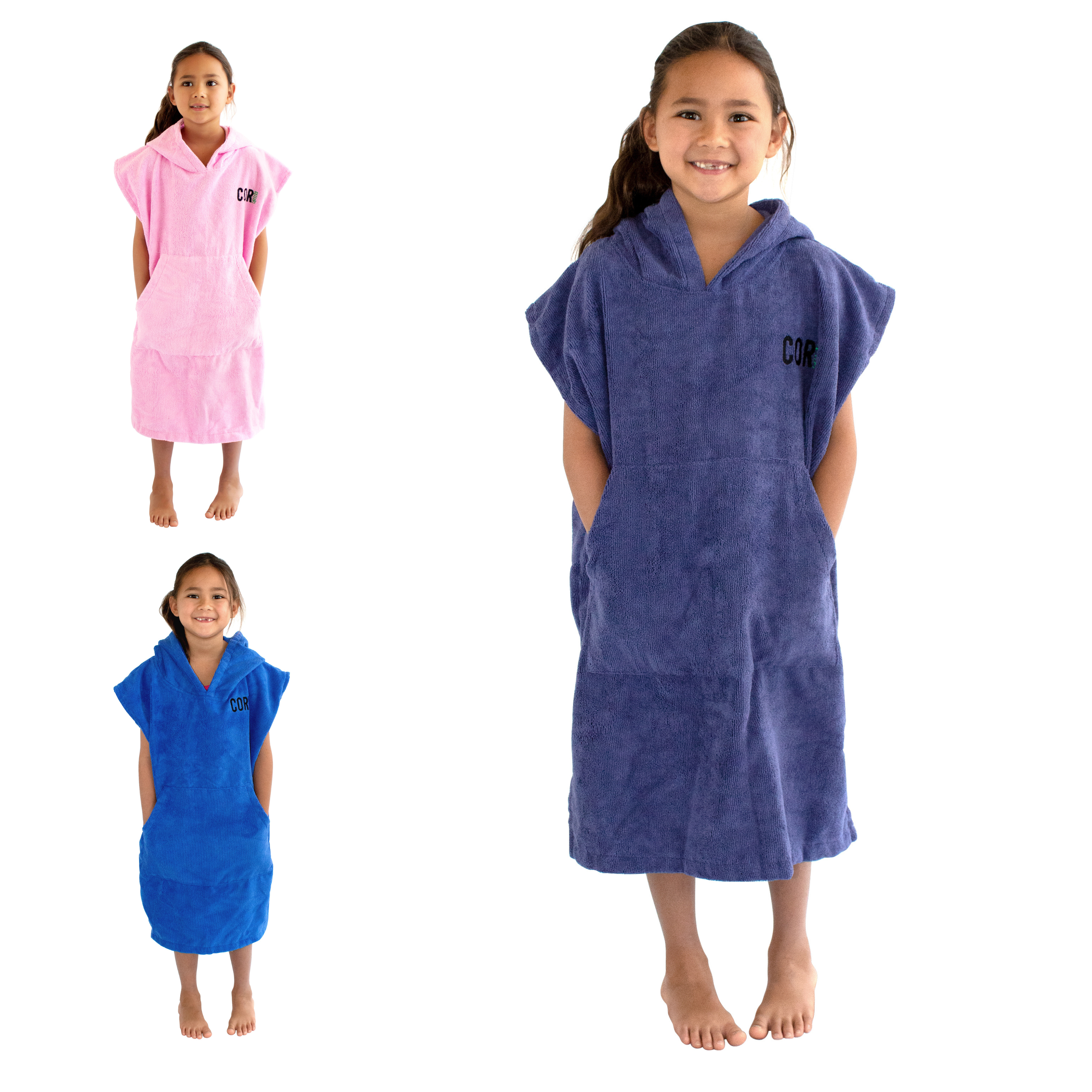 Kids Changing Towel Poncho Boys Girls 4 5 6 7 8 Cobalt Web