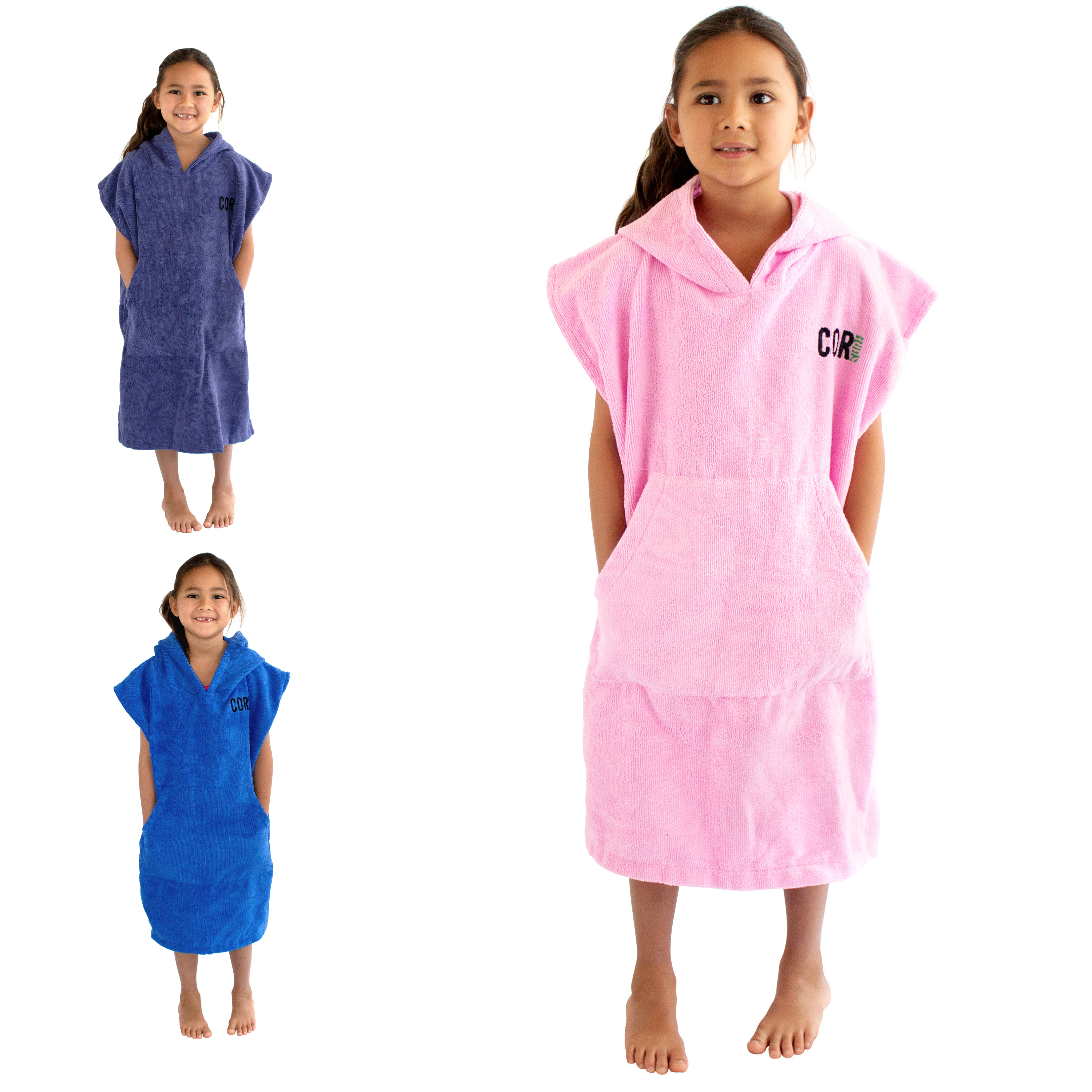 Kids Changing Towel Poncho Boys Girls 4 5 6 7 8 Pink 2