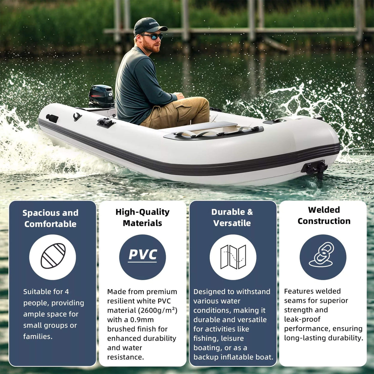 Portable Inflatable Dinghy Boat Kit With Accessories Sak93784 Features