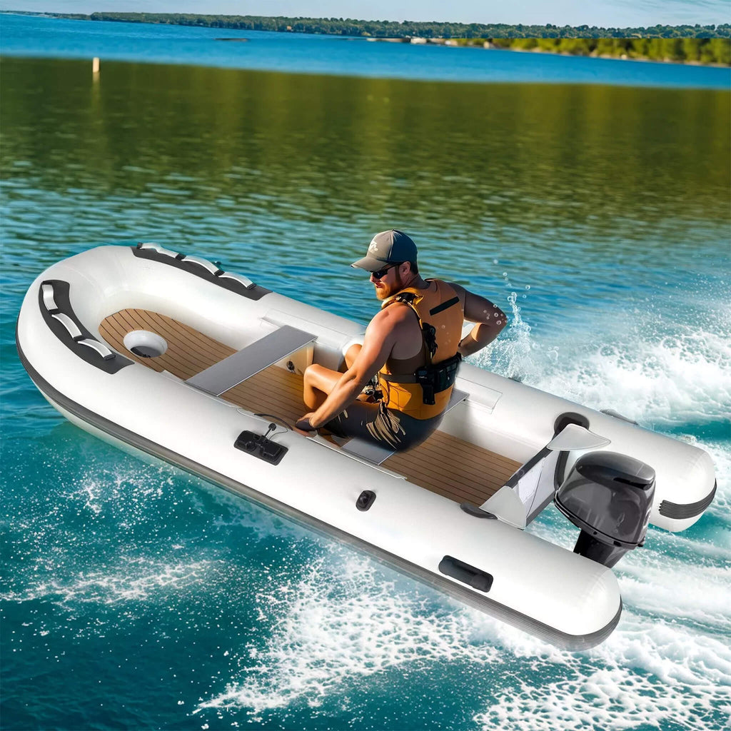 Portable Inflatable Dinghy Boat Kit With Accessories Sak93784 Lifestyle With Man