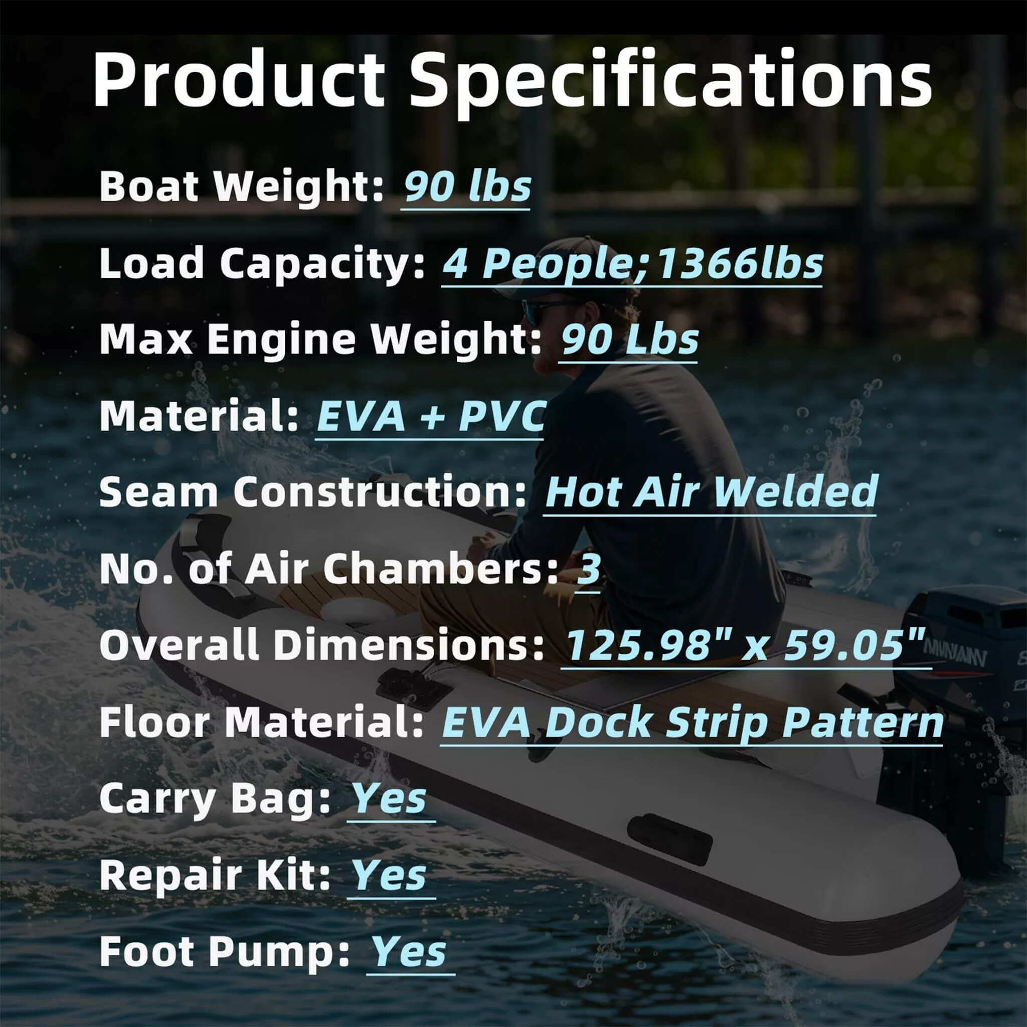 Portable Inflatable Dinghy Boat Kit With Accessories Sak93784 Specifications