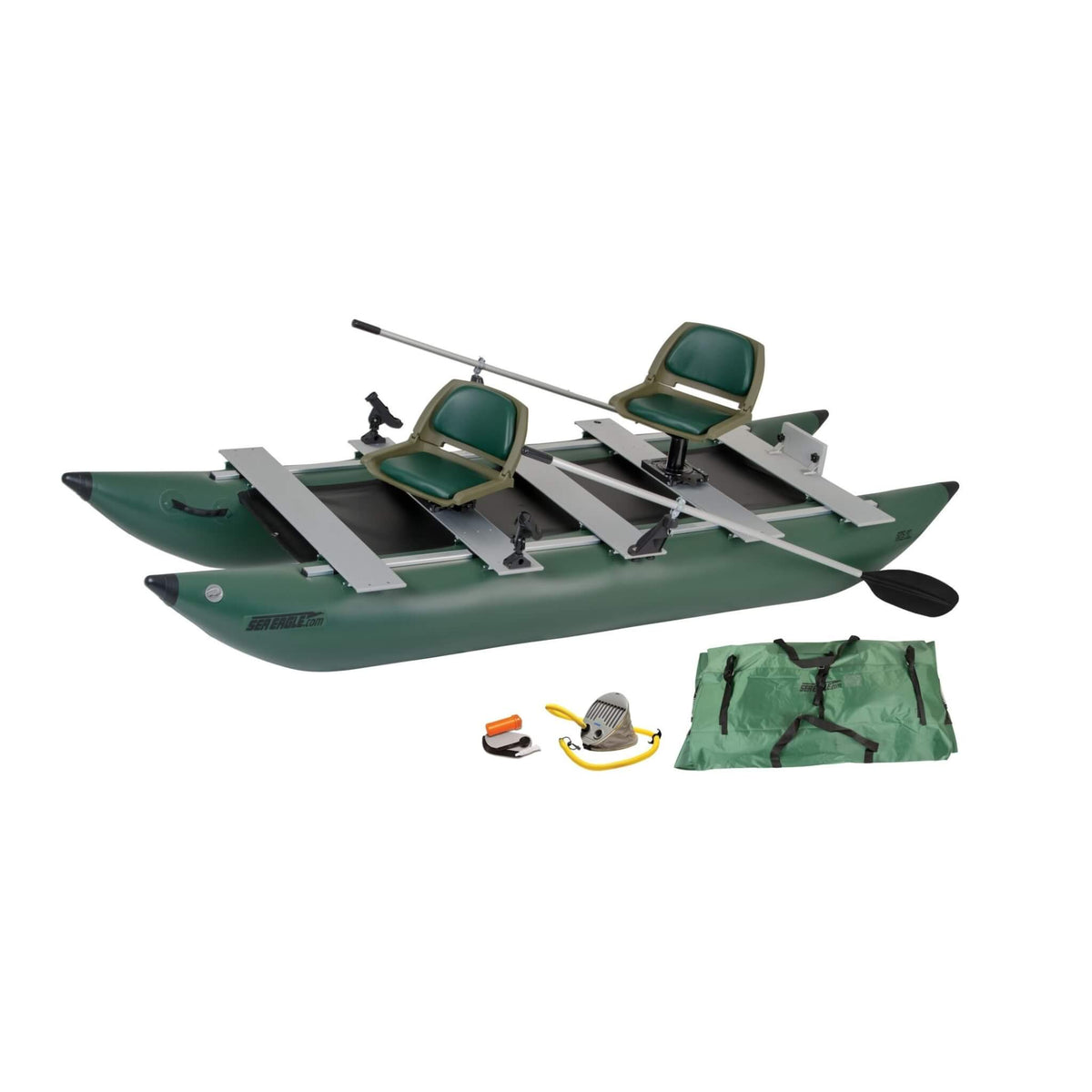 Sea Eagle 375Fc Foldcat 2 Persons Inflatable Fishing Lightweight Pontoon Boat 375Fc With Accessories Sak34652