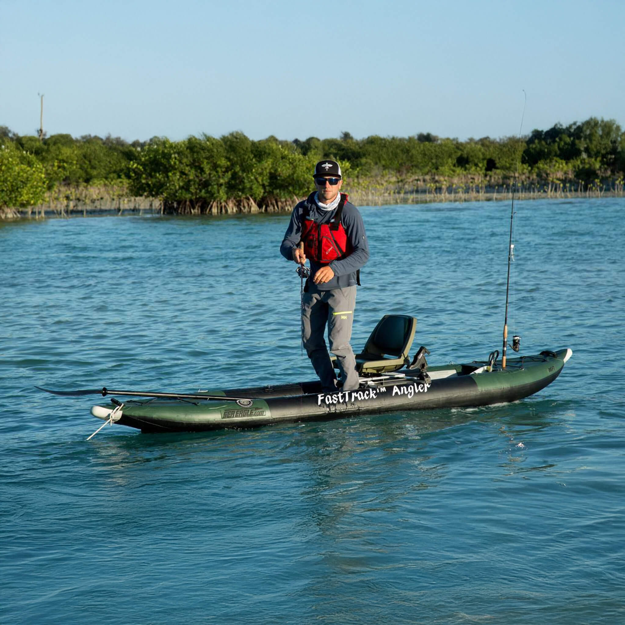 Sea Eagle 385Fta Fasttrack 2 Persons Angler Inflatable Hunter Green Fishing Kayak 12Ft 385Fta River View Sak80139