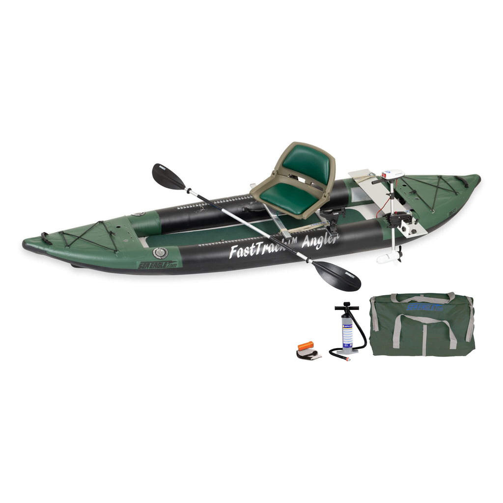 Sea Eagle 385Fta Fasttrack 2 Persons Angler Inflatable Hunter Green Fishing Kayak 12Ft 385Fta Sak80139 Pro Motor Fishing Rig Package