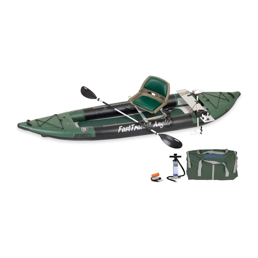 Sea Eagle 385Fta Fasttrack 2 Persons Angler Inflatable Hunter Green Fishing Kayak 12Ft 385Fta Sak80139 Swivel Seat Fishing Rig Package