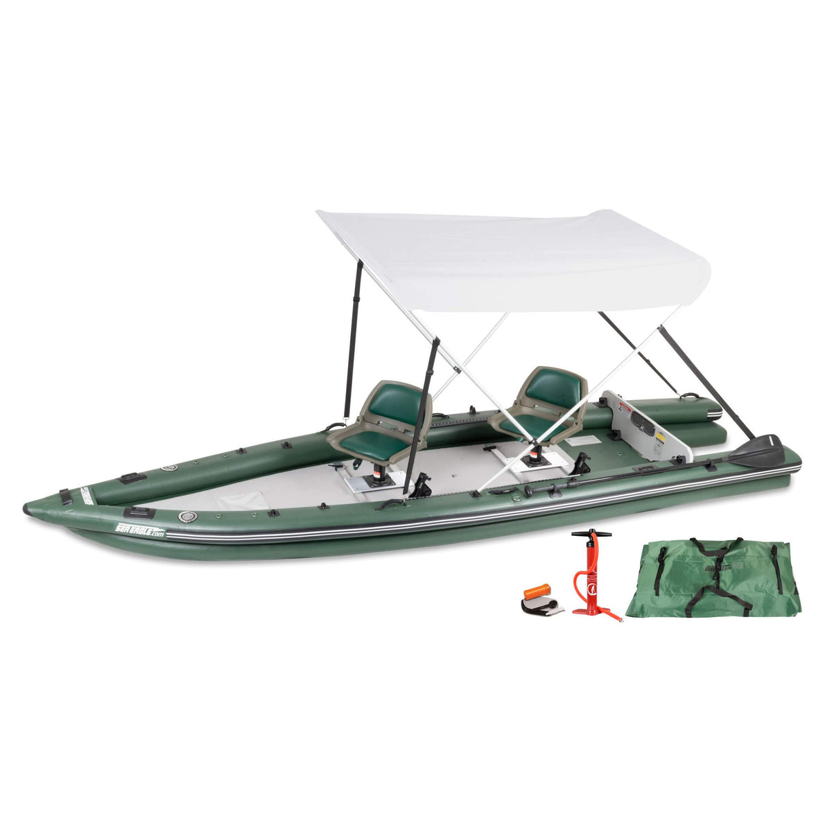 Sea Eagle Boats Fsk16K Fishskiff Inflatable Fishing Boat 16Ft Sak57351 2 Person Swivel Seat Canopy Package