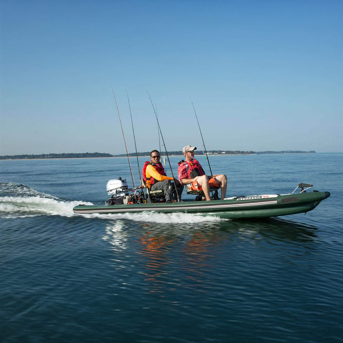 Sea Eagle Boats Fsk16K Fishskiff Inflatable Fishing Boat 16Ft Sak57351 Lifestyle With 2 Men Riding