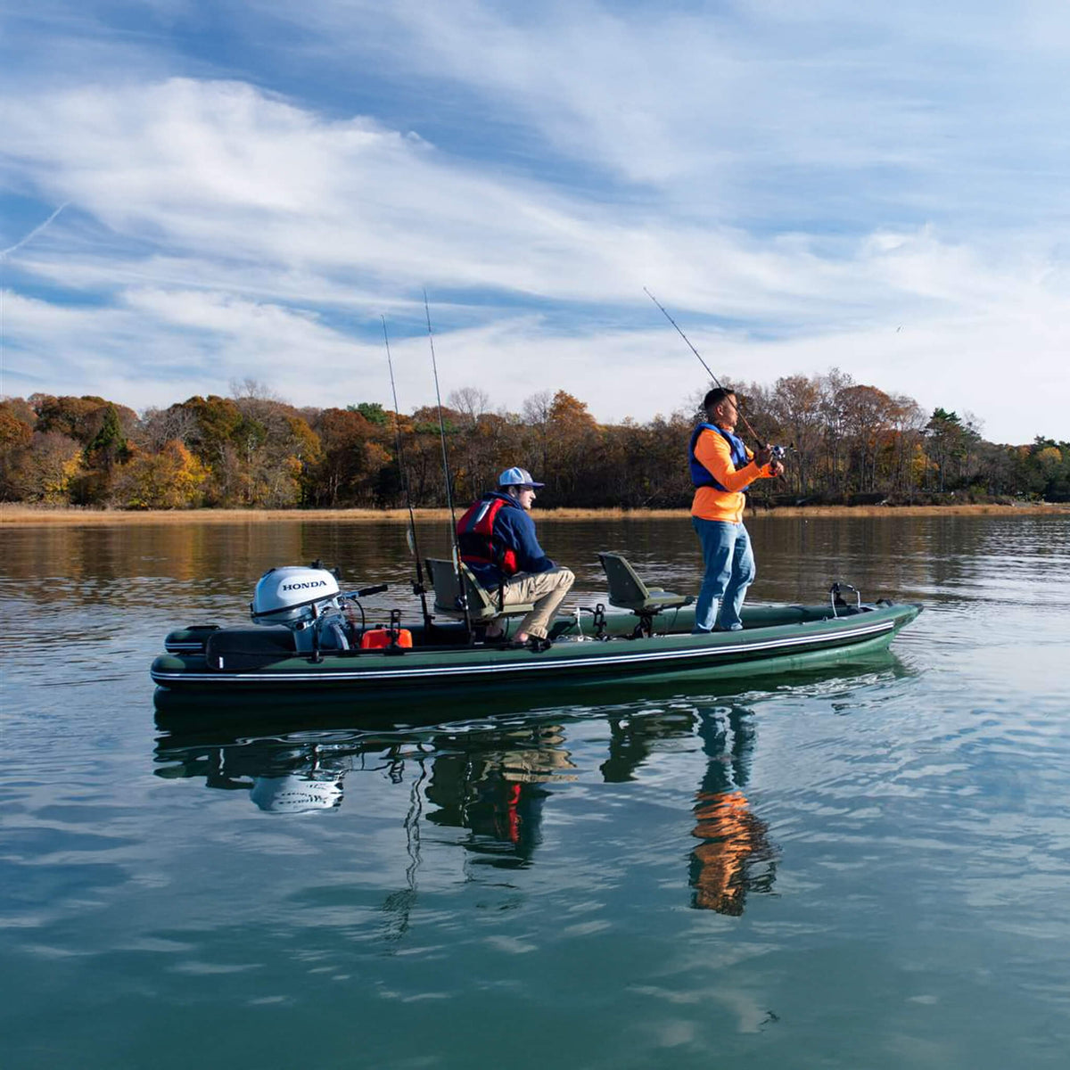 Sea Eagle Boats Fsk16K Fishskiff Inflatable Fishing Boat 16Ft Sak57351 Lifestyle With Man And Women Fishing