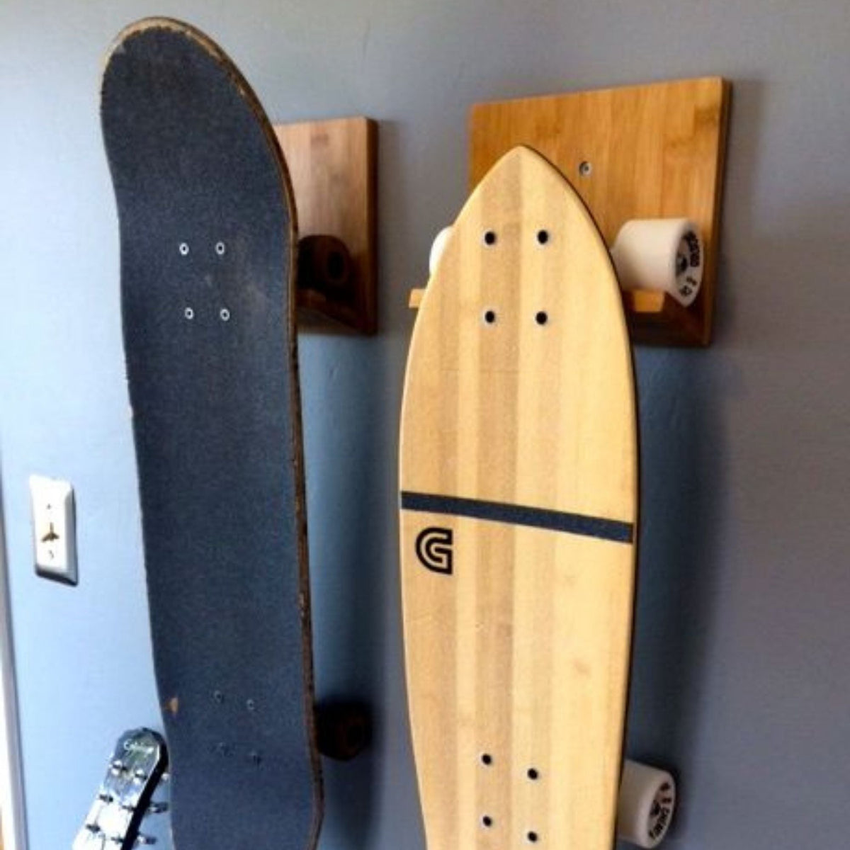 Bamboo Skateboard Wall Rack 5